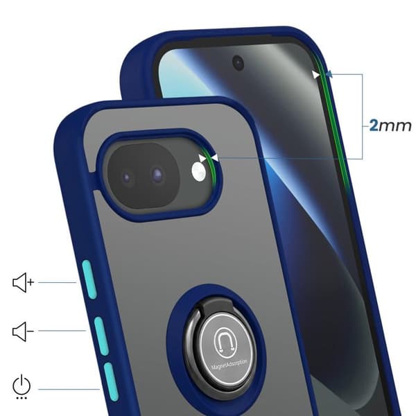 Ringfodral för Google Pixel 10a Förstärkt Skydd med Magnetring Blå