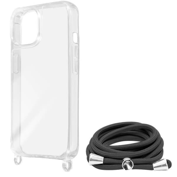 Mobilskal - AVIZAR - iPhone 15 Plus - Transparent - Flätad nylonrem - Styv