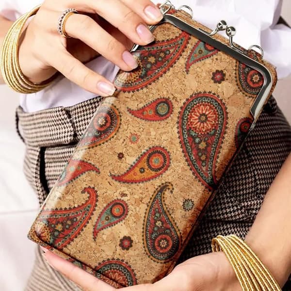 Sock Case - AVIZAR - Double Pocket - Cork - Paisley Pattern - Eco-friendly