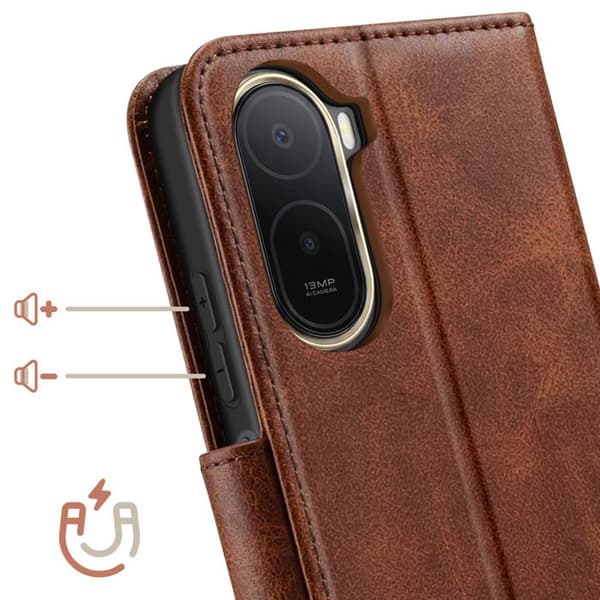 Retro Plånboksfodral för Redmi A7 Pro med Stöd Ljusbrun