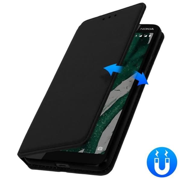 Hus - AVIZAR - Nokia 1 Plus - Folio Plånbok - Ekoleder - Svart