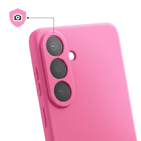 Silicone Soft-Touch-fodral för Galaxy S26 med mikrofiberfoder i fuchsia