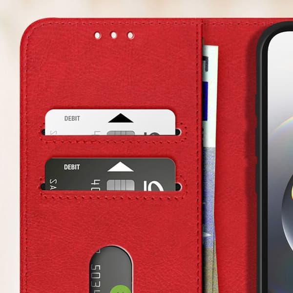 Plånboksfodral för iPhone 17:e serien Chesterfield Prägling Ställfunktion Röd