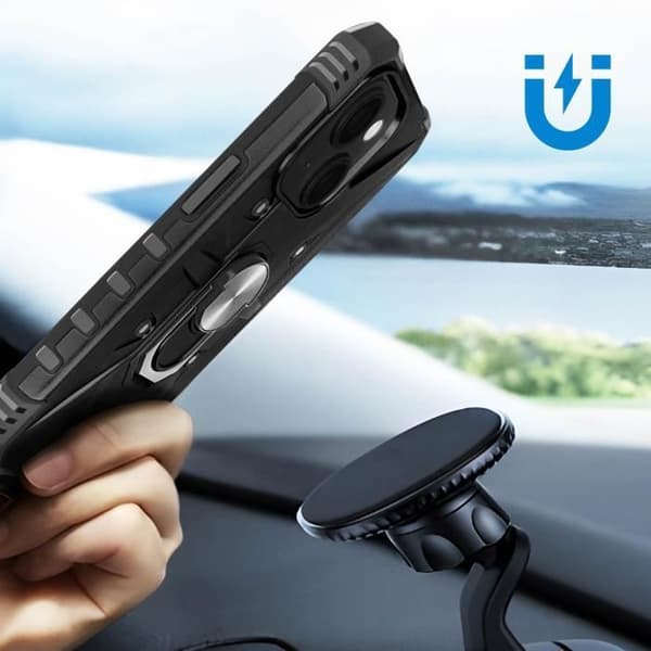Coque Bague - AVIZAR - iPhone 15 Plus - Stötskydd - Bumper - Videostöd
