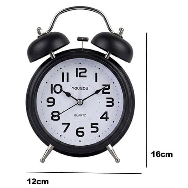 Analog väckarklocka för dubbelrum Elegant svart