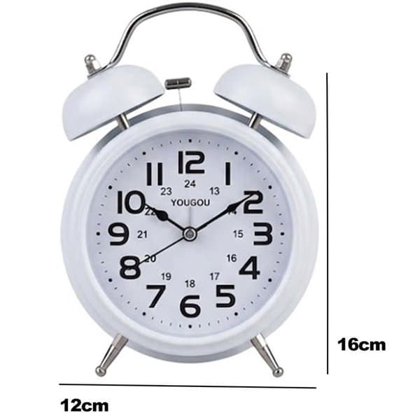 Analog väckarklocka för dubbelrum Elegant Vit