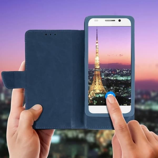 Plånboksfodral för smartphone - AVIZAR - Universal - 5,3 till 5,5'' - Midnattsblå - Soft Shell