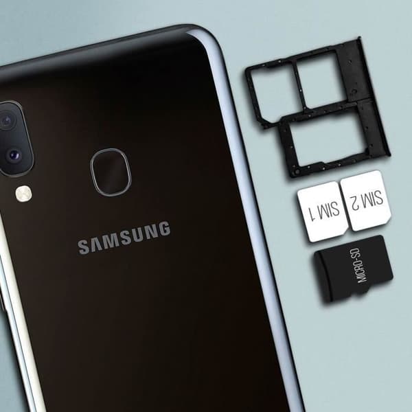 Kortfack - Samsung - Galaxy A20e - 2x Nano SIM - Micro SD - Svart