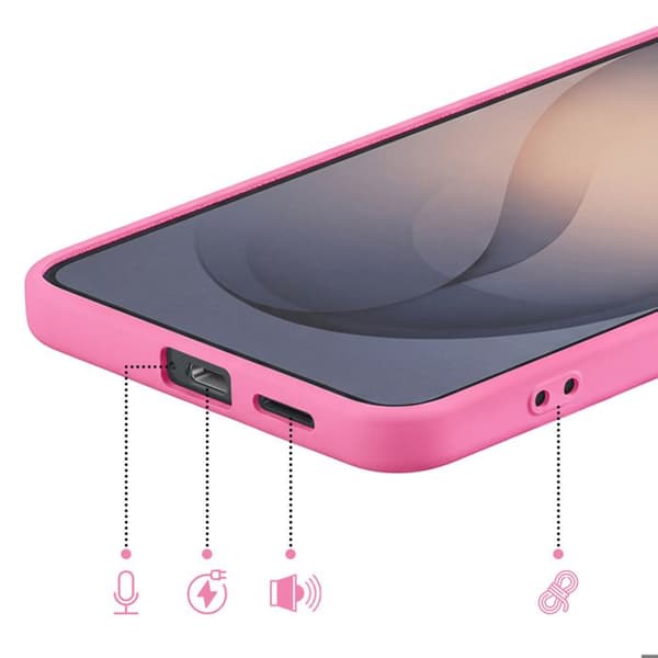 Silicone Soft-Touch-fodral för Galaxy S26 med mikrofiberfoder i fuchsia
