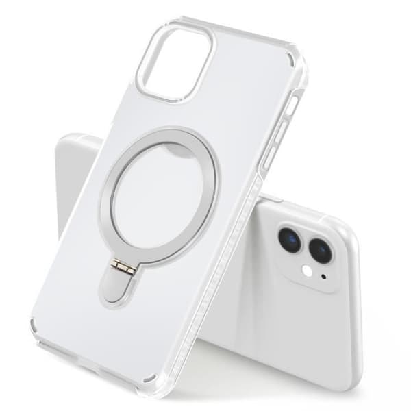 Coque MagSafe för iPhone 12 Pro och 12 Stötsäker med Fällbart Stöd Vit