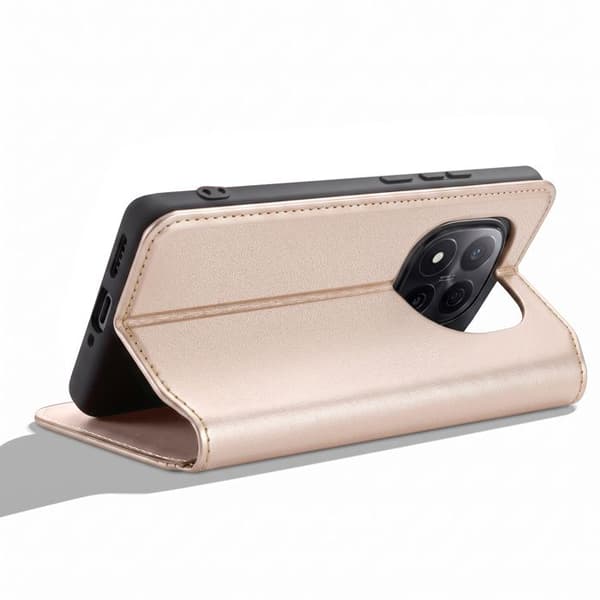 Magnetiskt Flipfodral för Redmi Note 14 Pro / 14 Pro Plus med Ställfunktion Classic Edition Guld