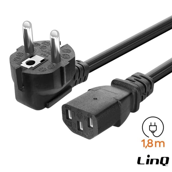 Strömkabel - LINQ - C13 - 1,8 m - Installationsplug-and-play - Hållbara material