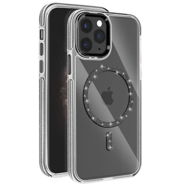 Coque MagSafe för iPhone 11 Pro Max Silikon Glittrande Svart