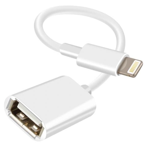 OTG USB-adapter - Apple - Lightning - 10cm - Vit - Effektiv dataöverföring