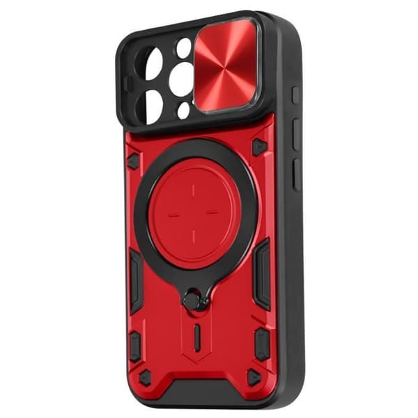 Coque MagSafe - Röd - iPhone 15 Pro Max - Kameraskydd - Videostöd - Bi-material