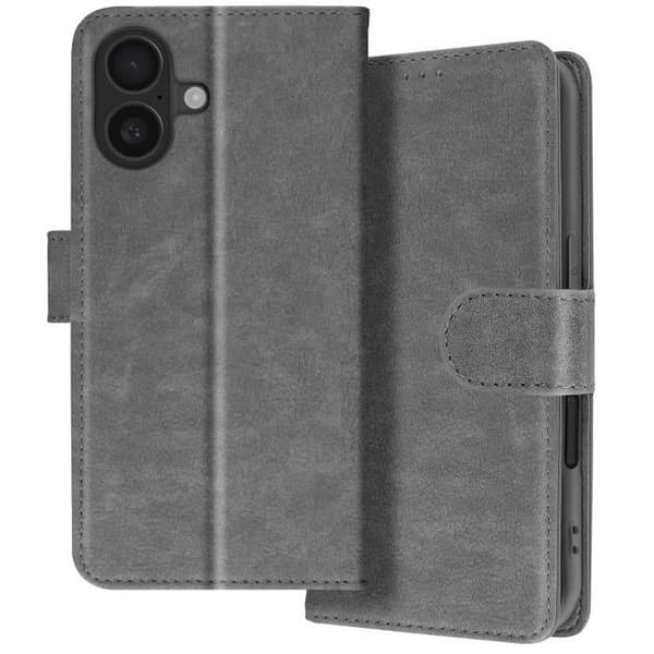 Plånboksfodral - AVIZAR - iPhone 16 Plus - Videostöd - Grå - Syntetisk