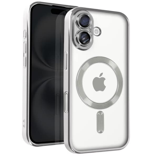 Coque - AVIZAR - iPhone 16 Plus - Silikon - Kromad Kontur Silver - Kameraskydd