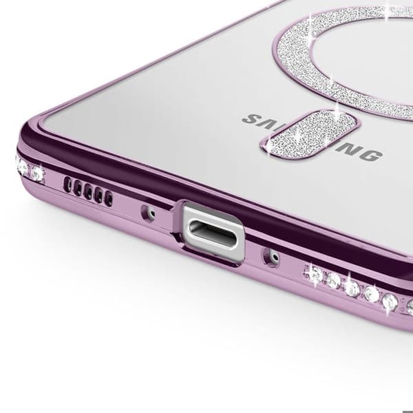 Coque - Samsung - Galaxy A56 - Lila - Strass - MagSafe - Resistenta