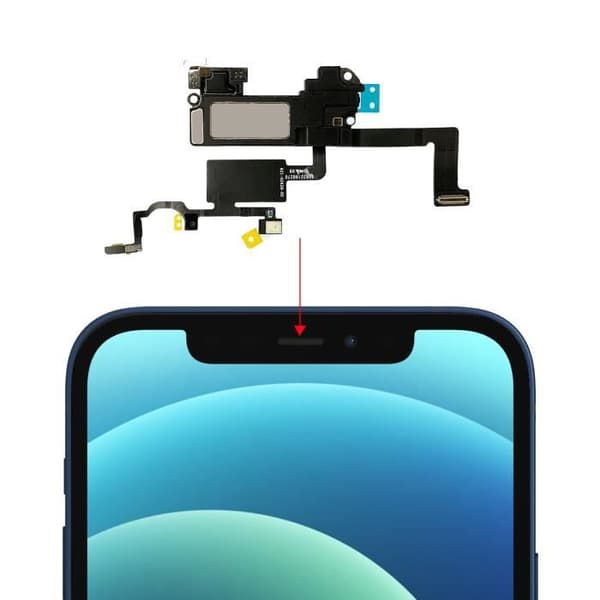 Intern högtalare för iPhone 12 och 12 Pro och närhetssensor Svart