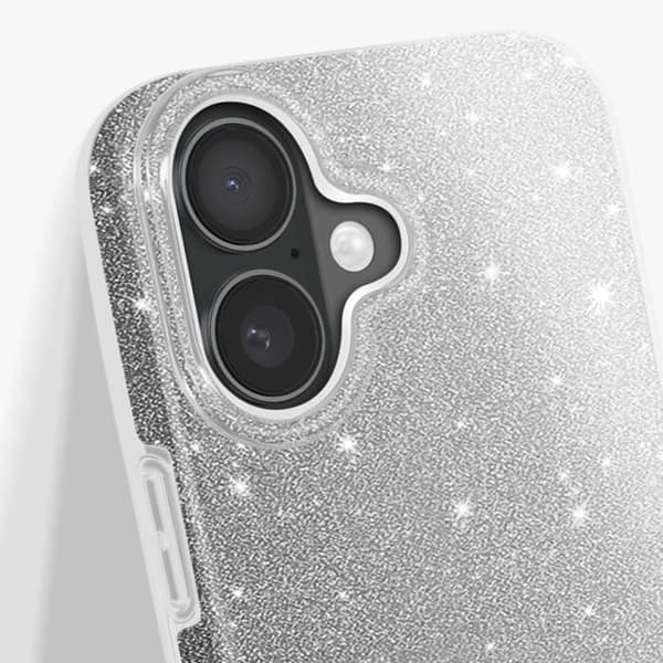 Glittercase för iPhone 16 Plus Stötsäker Glittrande Silver