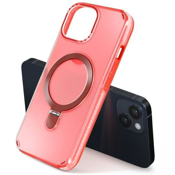 Coque MagSafe för iPhone 14 och 13 Stötsäker med Fällbart Stöd Röd
