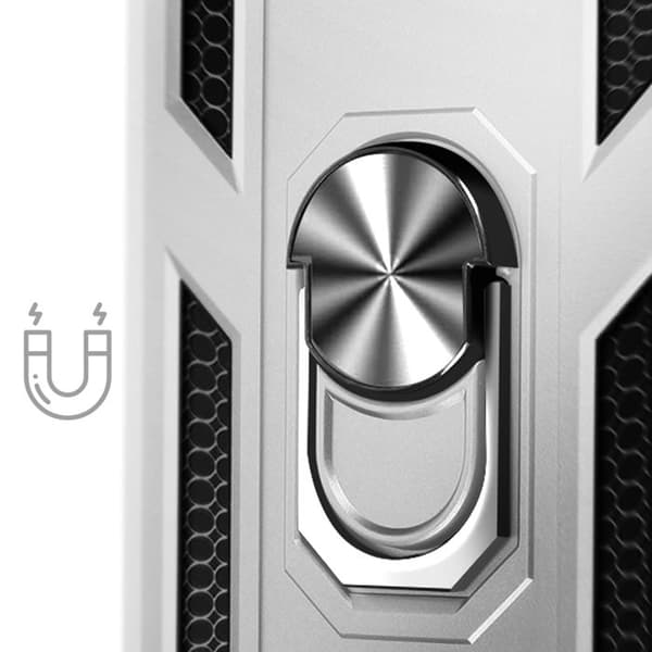 Coque för iPhone 16e Hybrid Ring Stöd Magnetisk Silver