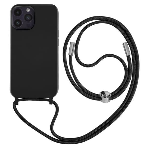 Coque - iPhone - 14 Pro - Semi-rigide - Nylon snodd - 80cm svart