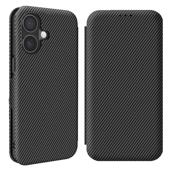 Smartphonefoder - iPhone 16 - Kolfiber - Videostöd - Anti-RFID Svart