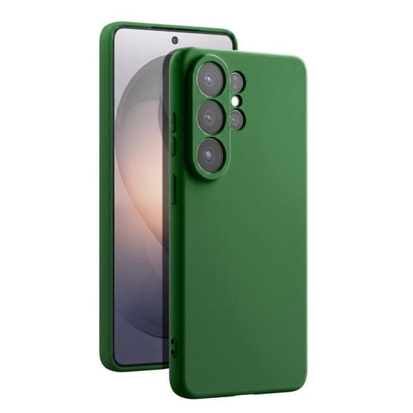 Silicone Soft-Touch-fodral för Galaxy S26 Ultra med mikrofiberfoder i mörkgrön
