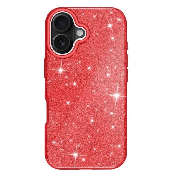 Glittrande Skal för iPhone 16 Plus Stötsäkert Röd
