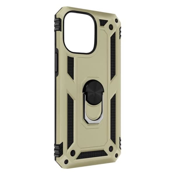 Mobilskal - ArmoRing - iPhone 15 Pro Max - Stötsäker - Magnetring - Gul