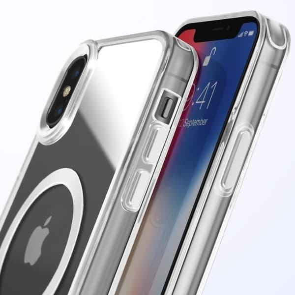 Coque MagSafe för iPhone XS och X Bakre Crystal Färg Silver