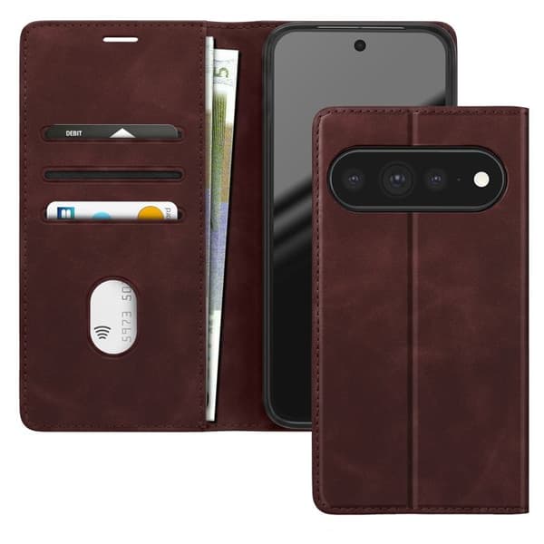 Plånboksfodral för Google Pixel 11 / 11 Pro Mocka Effekt med Stöd Bordeaux