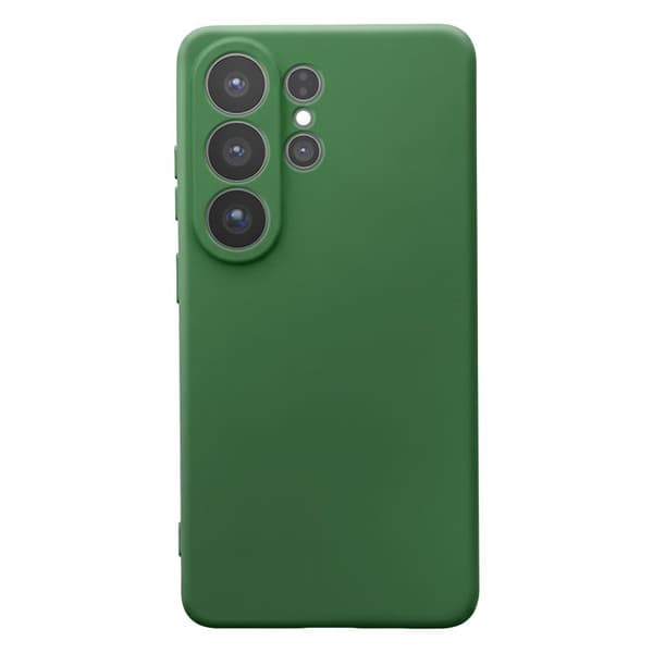 Silicone Soft-Touch-fodral för Galaxy S26 Ultra med mikrofiberfoder i mörkgrön