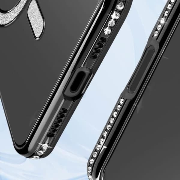 Coque - Diamant - iPhone 16 Plus - MagSafe-skydd - Strass-kontur - Elegant