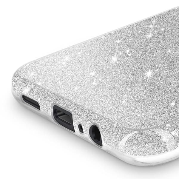 Fodral för Galaxy A07 Design i Bi-Material och Glittrande Silverfinish