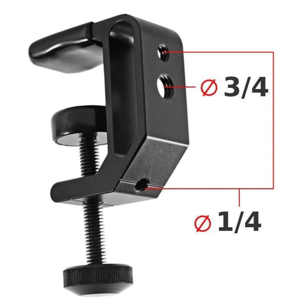Support Adapter - AVIZAR - Universal Black - Solid fixering - Justerbar vinkel - Aluminium