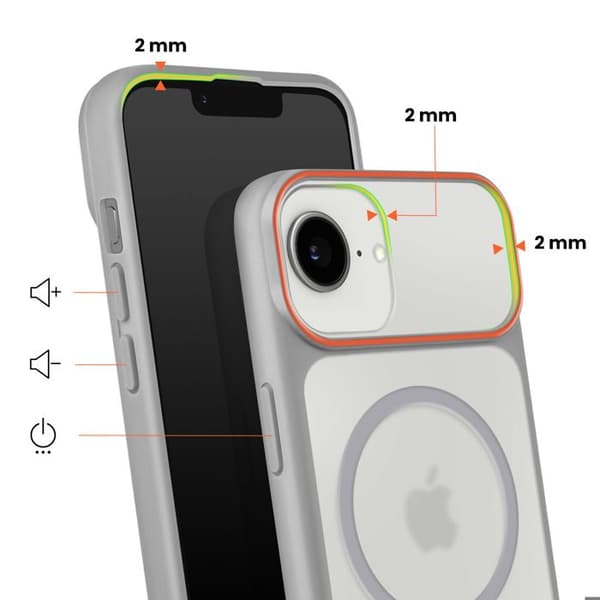 Skal för iPhone 16e Bi-Material Design MagSafe Kompatibel Grå