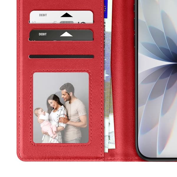 Premium Läder Plånboksfodral för iPhone 17 med Ställfunktion Röd