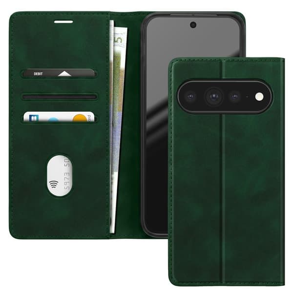 Plånboksfodral för Google Pixel 11 Pro XL Mockaeffekt med Stöd Grön