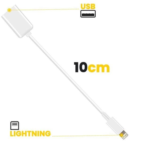 OTG USB-adapter - Apple - Lightning - 10cm - Vit - Effektiv dataöverföring