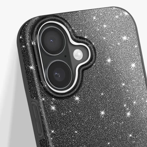 Glitteret skal för iPhone 16 Stötresistent Glittrande Svart