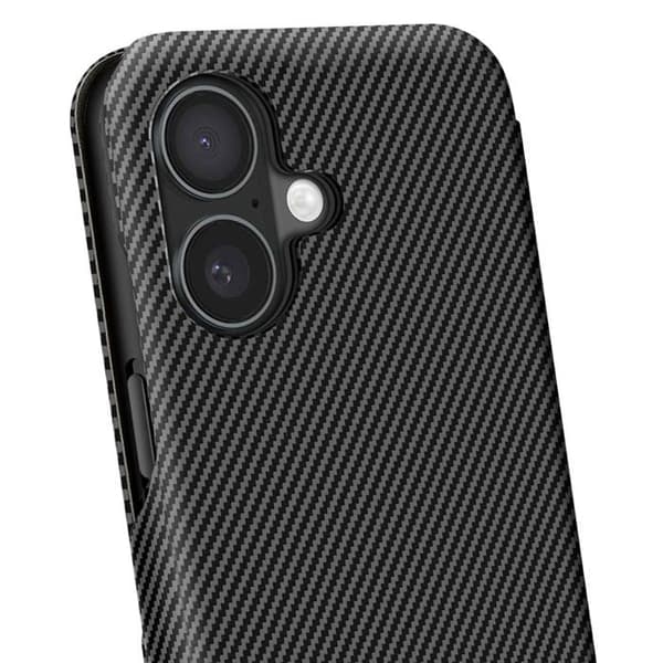 Smartphonefoder - iPhone 16 - Kolfiber - Videostöd - Anti-RFID Svart