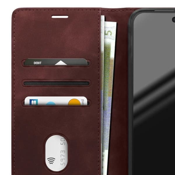 Plånboksfodral för Google Pixel 11 / 11 Pro Mocka Effekt med Stöd Bordeaux