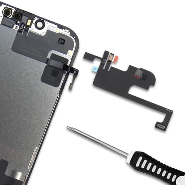 Napp för närhetssensor till iPhone 16e med svart ljussensor