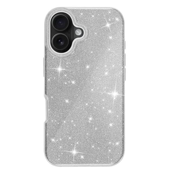Glittercase för iPhone 16 Plus Stötsäker Glittrande Silver