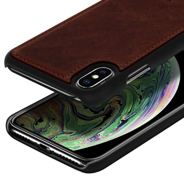 Coque - AKASHI - iPhone X / XS - Äkta läder - Hård skydd - Brun