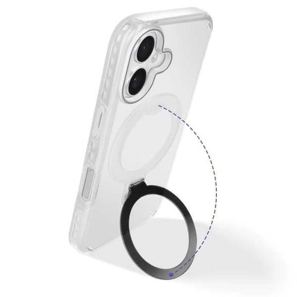 Coque MagSafe för iPhone 16 Plus Antichock med Fällbart Stöd Vit