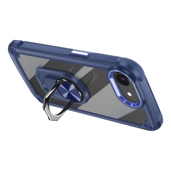 Coque Anneau - iPhone 16e - Blå - Magnetring - Stötskydd - Hybriddesign