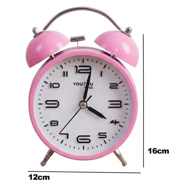 Bordsklocka 12cm för Sovrum Rund Format Dubbel Klocka Elegant Rosa